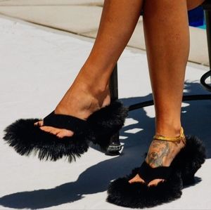 Jeffrey campbell furry flip flops